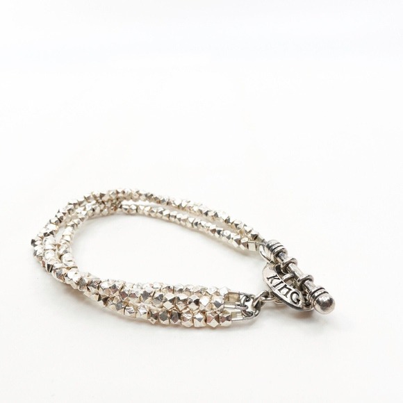 King Baby Studios 3 Strand Sliver Bracelet With Mini Toggle Clasp Silver .925 - Picture 1 of 9